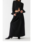 Black low waist pleated skirt length