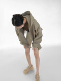 Special hem hooded zipper sweater