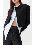 Black one button suit coat