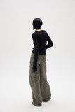 Artrut military green loose casual wide leg pants