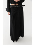 Black low waist pleated skirt length