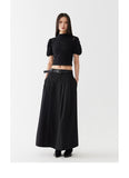 Black low waist pleated skirt length