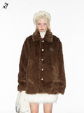 Green white fur short coat