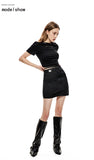 Black structured short skirt