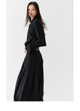 Black low waist pleated skirt length