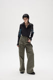 Artrut military green loose casual wide leg pants