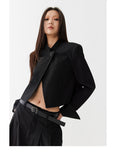 Black one button suit coat