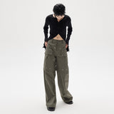 Artrut military green loose casual wide leg pants